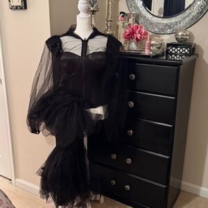 Brand New WITHIN MY REACH ZIP UP TULLE LONG SLEEVE BLOUSE - L